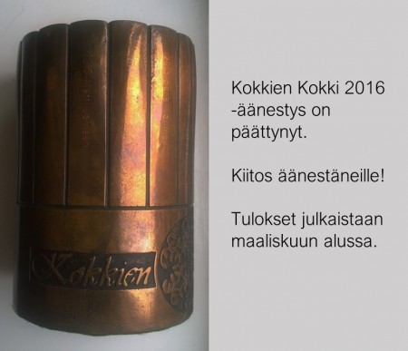 Kokkien Kokki 2016 -äänestys on päättynyt