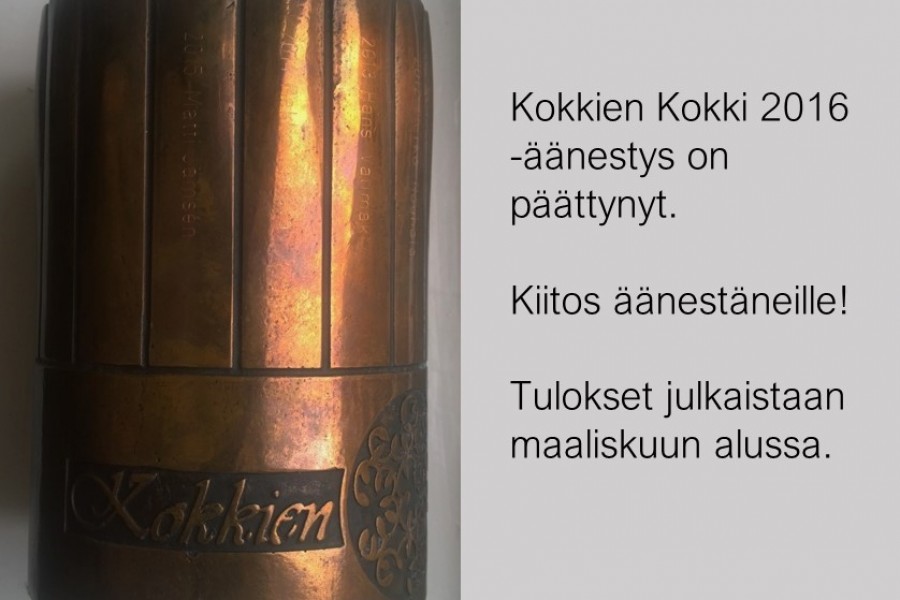 Kokkien Kokki 2016 -äänestys on päättynyt